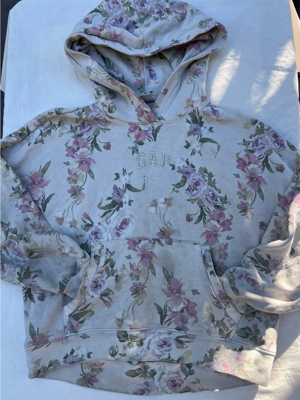 GAP x LoveShackFancy Kids Floral Relaxed Logo Hoodie - Size Large (L)